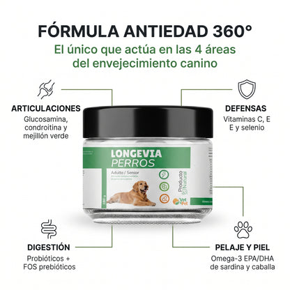 Longevia Perros · Fórmula Antiedad 360°
